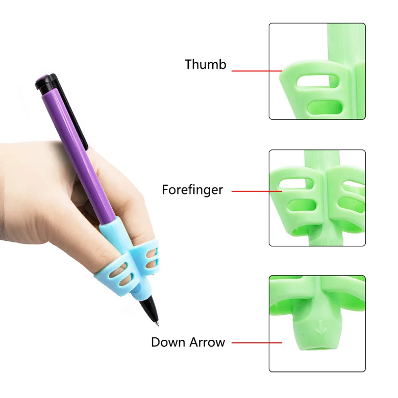 3Pcs Soft Silicone Hand Writing Gripper Orthotics Kids Pen Pencil Grip Corrector 