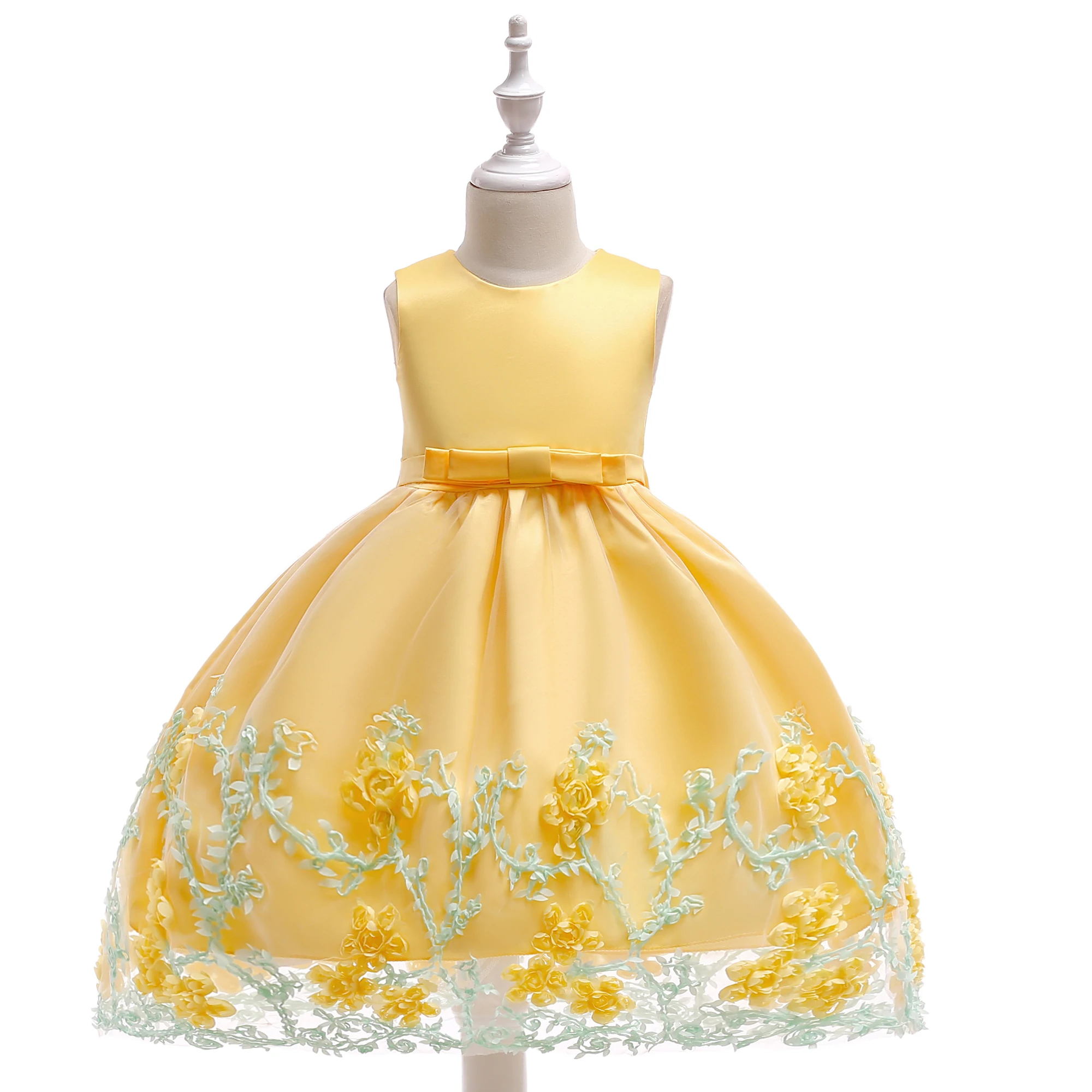 

New Fashion Flower Girl Dress Party Birthday Wedding Princess Toddler Baby Clothes Children Kids Dresses L1845XZ, Yellow;pink;purple;blue