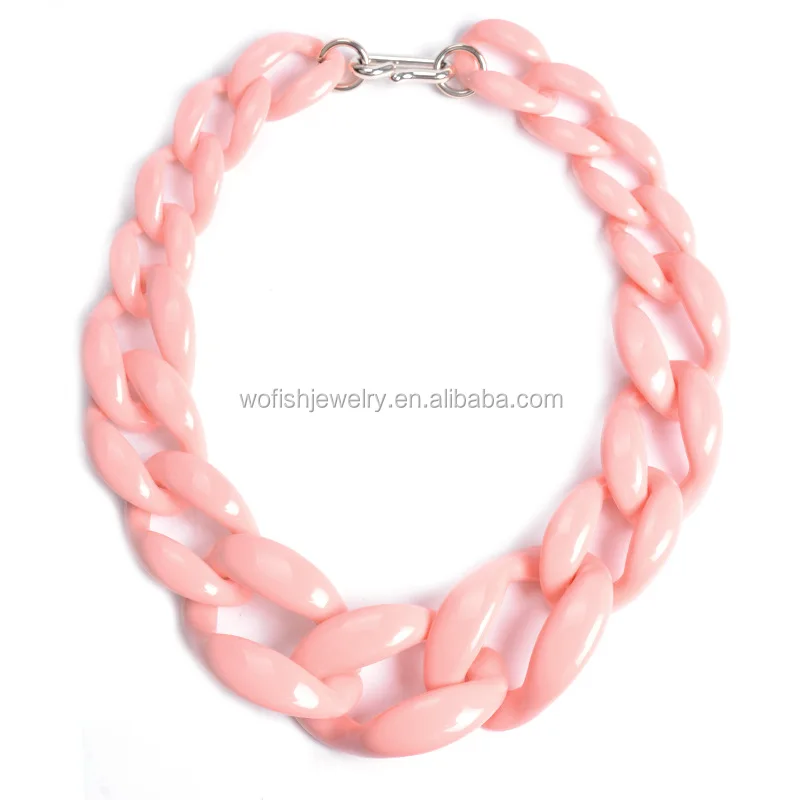 Turquoise chunky acrylic link chain necklace