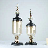 

4149 black gold metal stand and lid artificial decorative vases modern