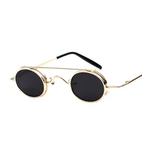 

factory wholesale retro steampunk flip up sun glasses custom circle shades women men vintage small round sunglasses