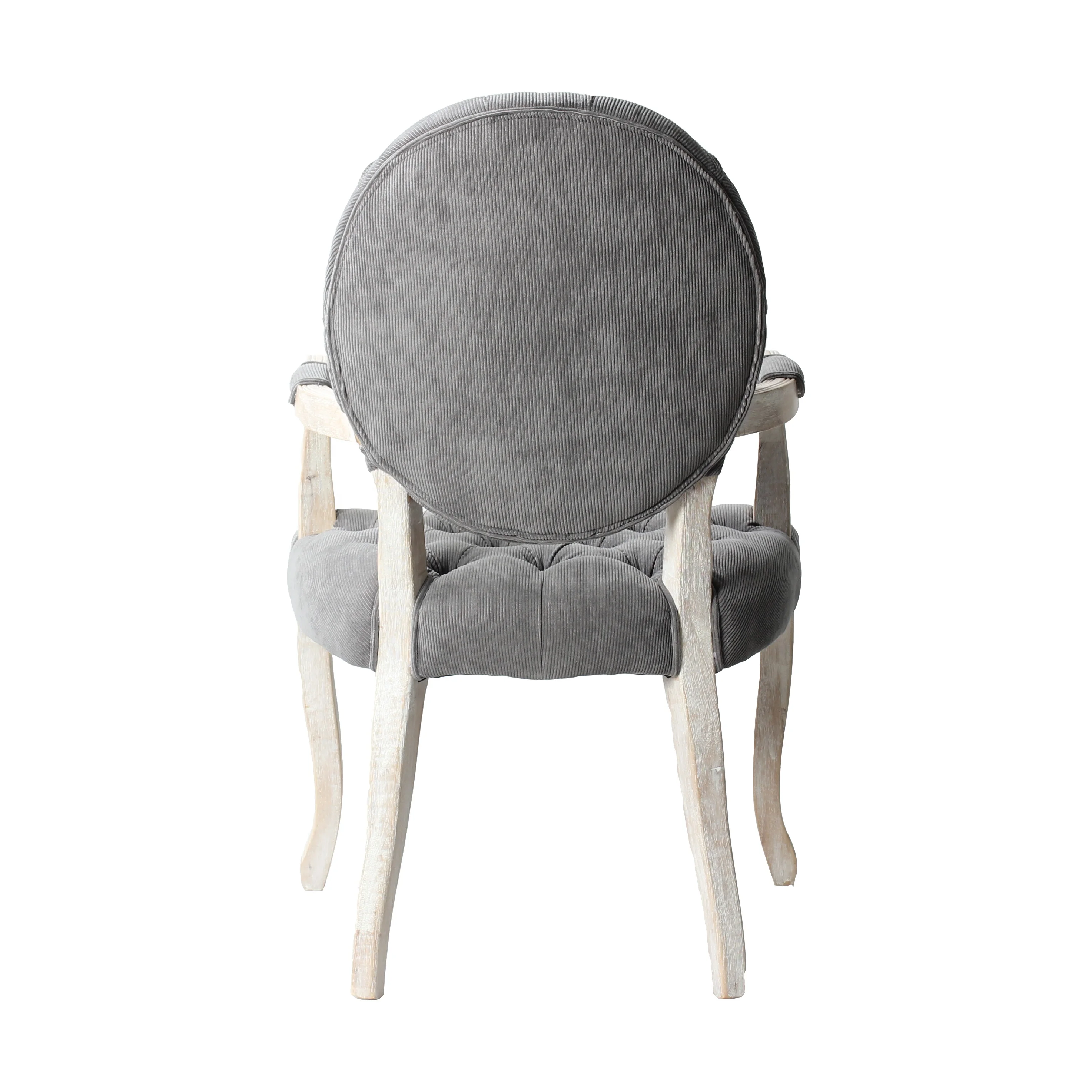 簇绒圆背手套扶手椅路易斯织物简短复古餐厅椅子