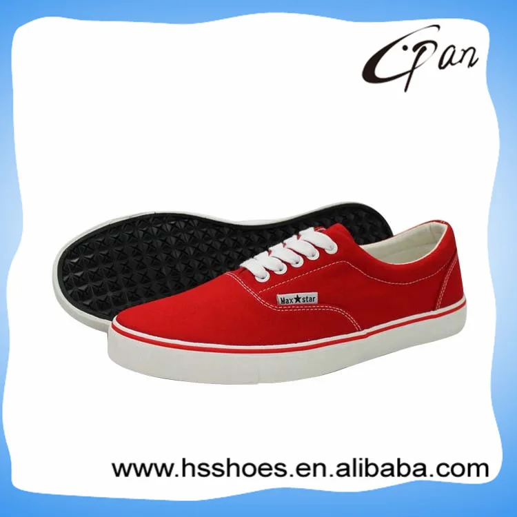 
red color man flat canvas shoes 