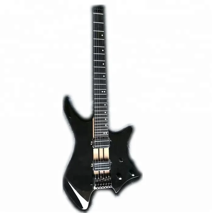 

Weifang rebon neck through body Headless Electric guitar in black colour and ashwood body