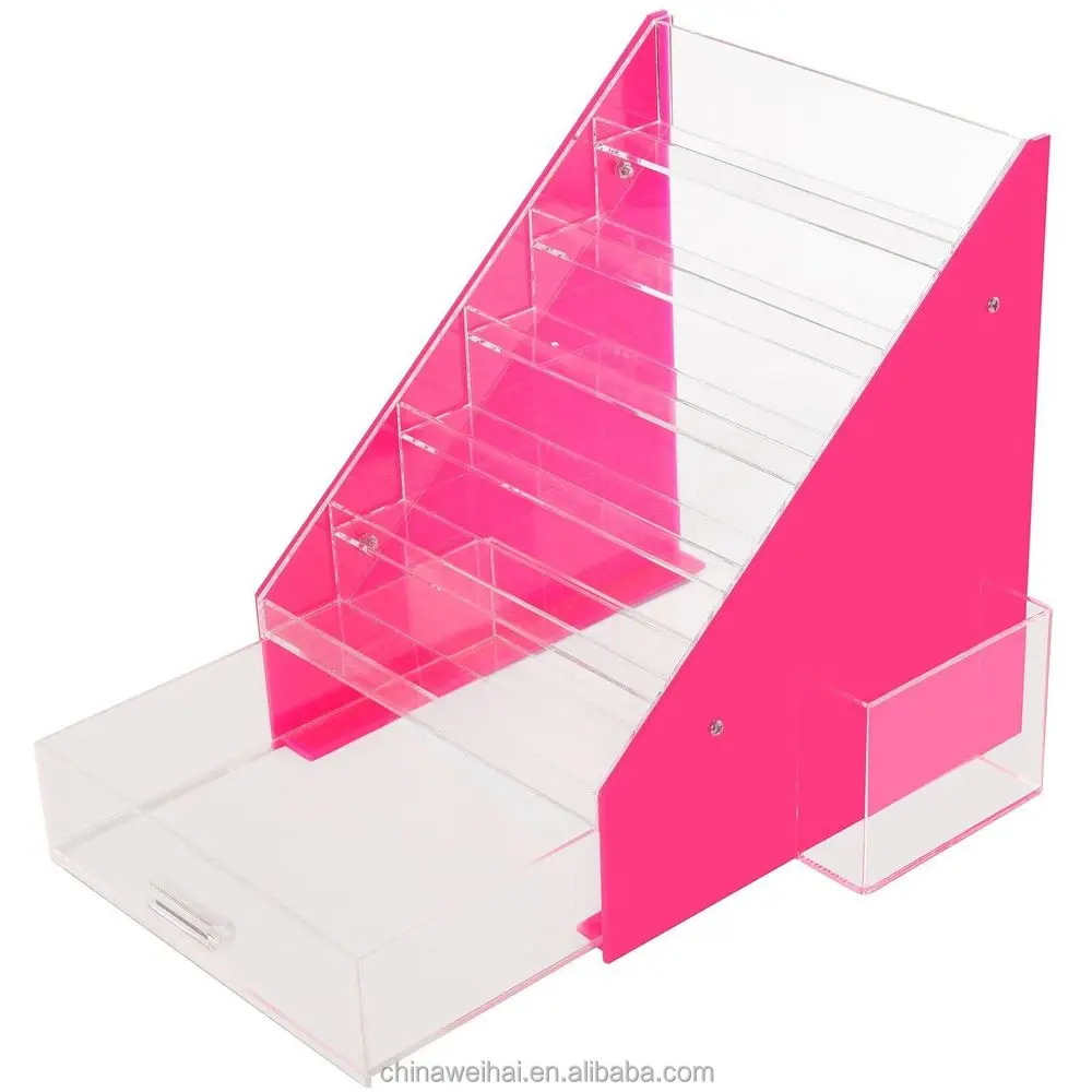 Pink & Clear 36 Bottles Acrylic Nail Polish Organizer Riser Display
