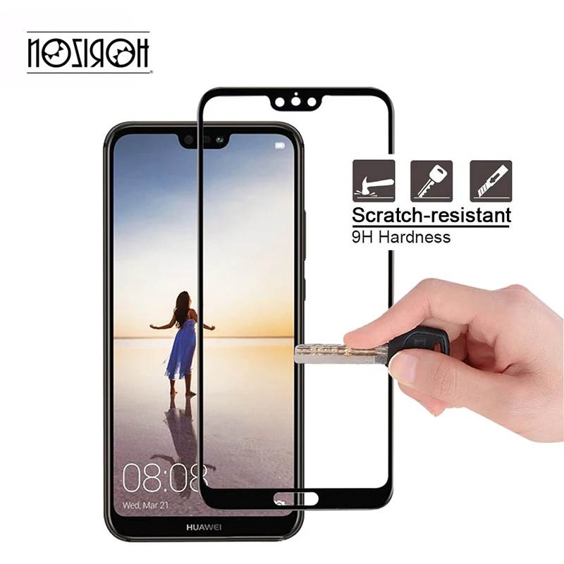 

For Huawei P20 Pro Wholesale Anti-fingerprint Tempered Glass Protector Film Shockproof Screen Protective Film, Black;white