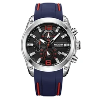 

Megir 2063 Men's Chronograph Analog Quartz Watch with Date, Luminous Hands, Waterproof Silicone Rubber Strap Wristwatch for Man