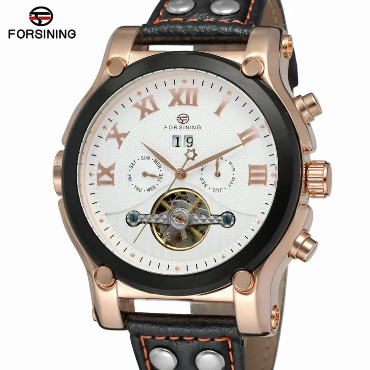 

FORSINING 075 forsining brand 6 hands mechanical watches men luxury brand automatic genuine leather hand watch