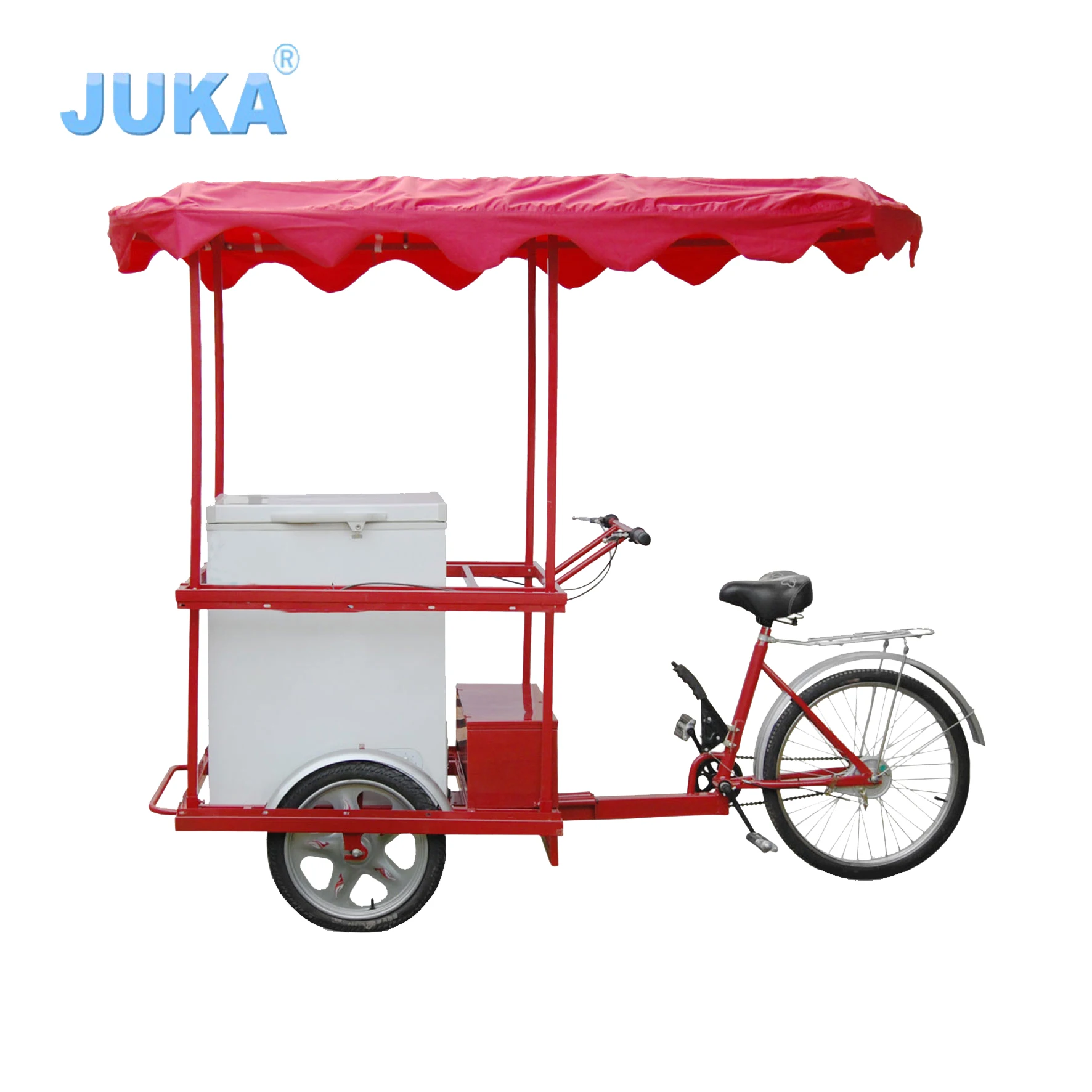 
JUKA ice cream tricycle with solar powered dc12v/24v chest freezer 
