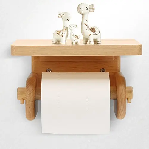 Solid Wood Toilet Roll Holder Wooden Creative Wall Mounted Tissue Box
