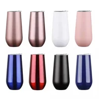 

new ideas 2019 6oz double wall stainless steel insulated champagne, stemless wine glass , champagne flutes with lid