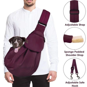 Pet Carrier  Hand Free Sling Adjustable Padded Strap Tote Bag Breathable Cotton Shoulder
