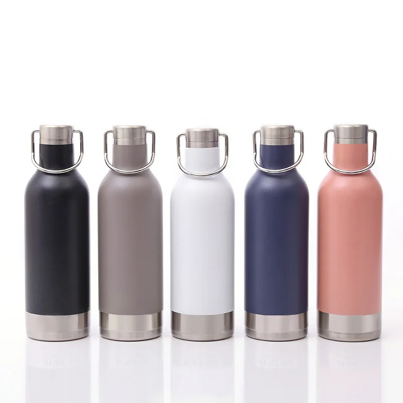 

Custom logo stainless steel insulated vacuum sports water bottle with handle BPA free, Black;pink and customized