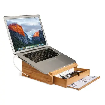 Flexible Bamboo Laptop Stand And Desk Organizer With Dry Erase