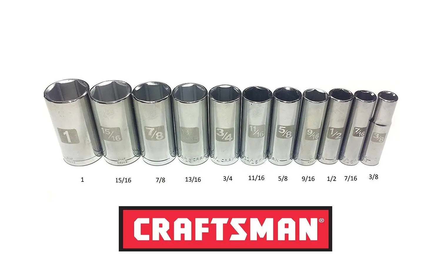 Sockets & Socket Sets Craftsman Laser Etched Easy Read 28 Piece SAE Standard & Metric 3/8 Drive