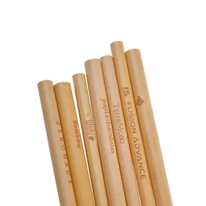 Image of Wholesale Organic Reusable Biodegradable Customized Logo Natural Bamboo Straw