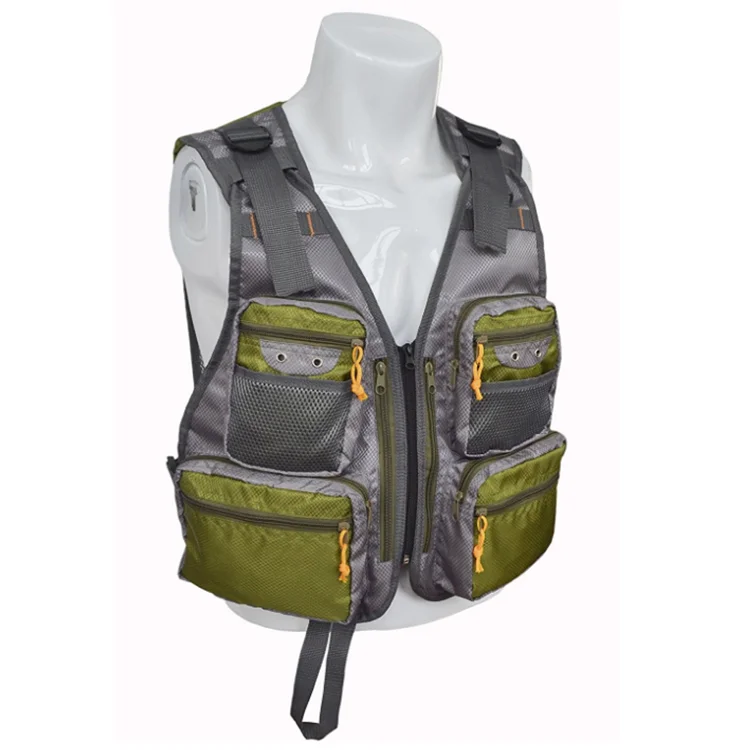 

Outdoor Quick-dry Net Mesh Fly Men Fishing Vest Pack with Pockets, Green