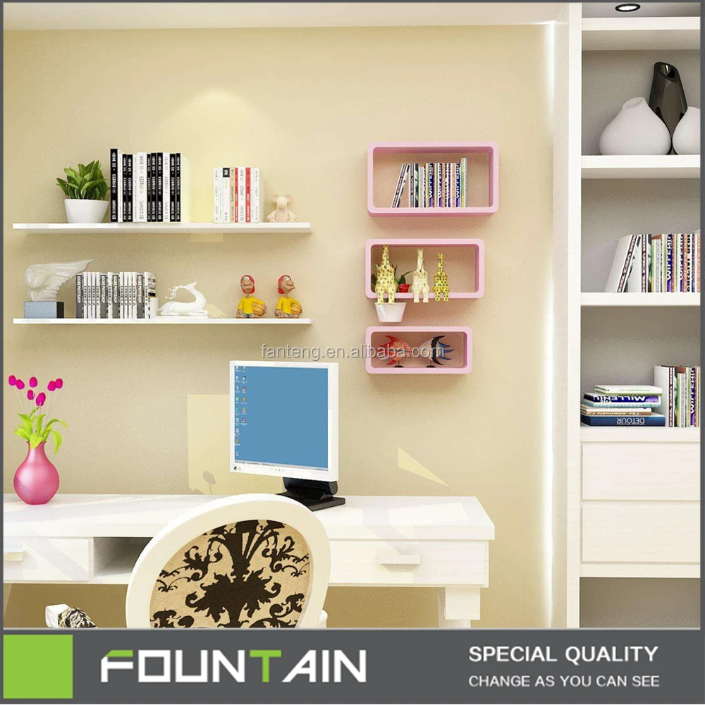 Home Decoration Floating Wall Shelf Color Size Customized Mdf