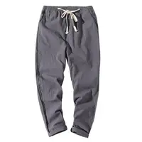 

Hot Sale Jogging Pants Men's Cotton Linen Straight Trousers Mens Sweatpants