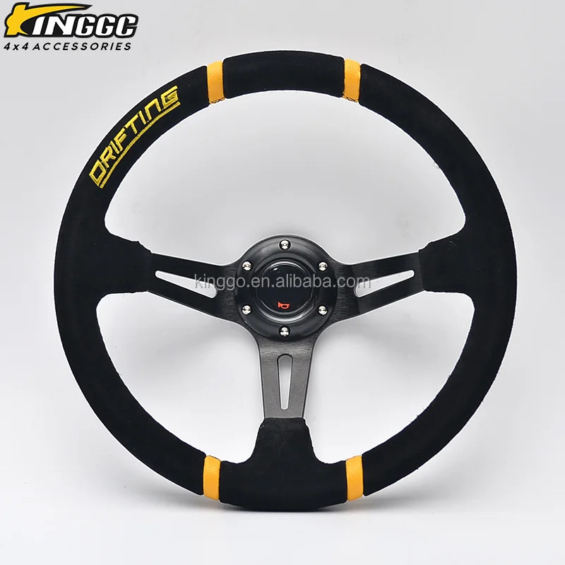 350mm Suede Leather Deep Dish Sport Steering Wheel - Buy Suede Steering ...
