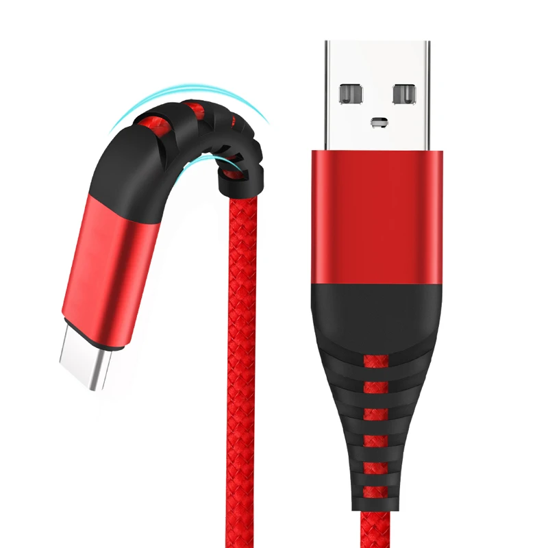 

1m usb cable 5V/2A charger cable 480Mbps data cable usb high performance Nylon braided wire, Red;black