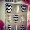 Zebra patterned press on nail tips made of ABS in beautiful paper box