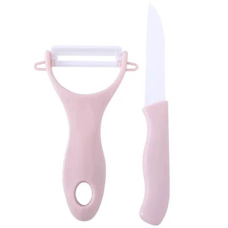 

Ceramic Knife 2Pcs/Set Kitchen Knives Peeler Set Plastic Handle Home Fruit Peeling Slices Scrape Tools, Green,blue,pink