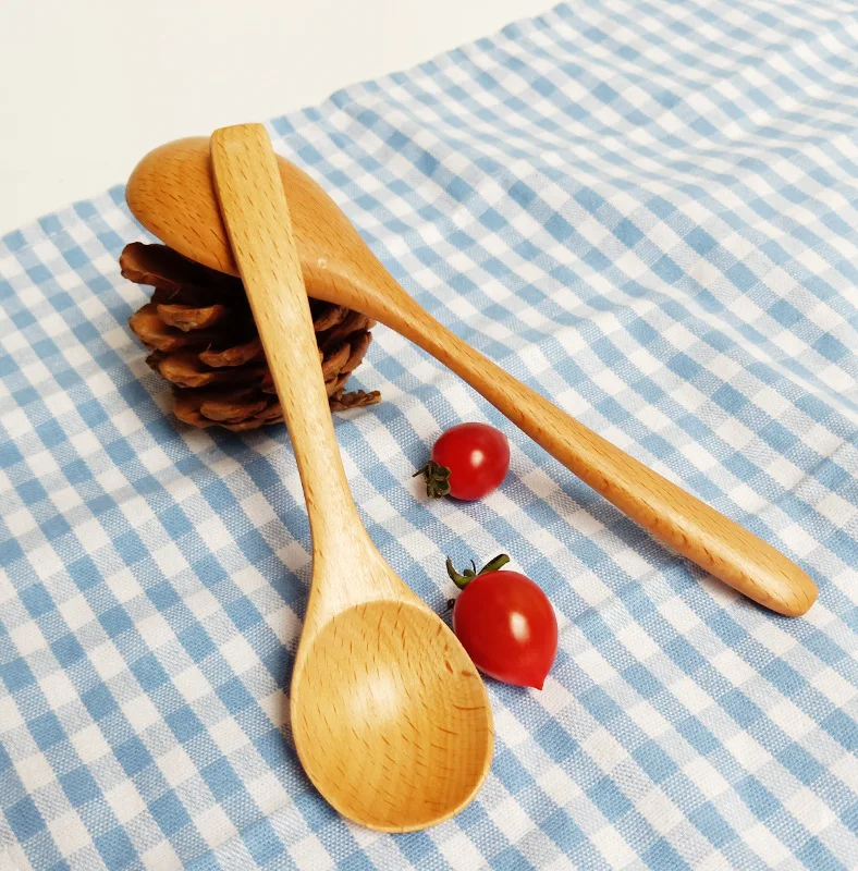 厨房beech 木圆形勺子