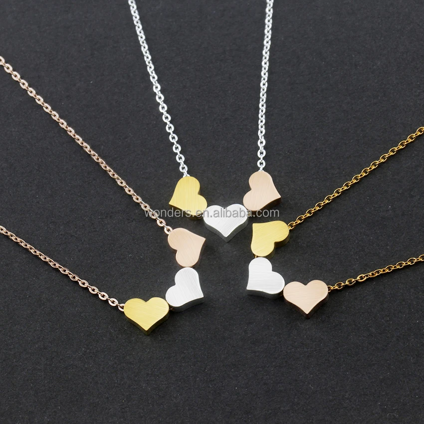 

18K Gold Plated Women Mini Heart Necklace Heart Beads Necklace For Women