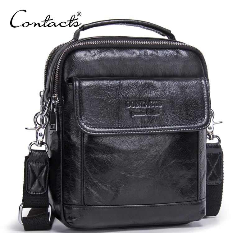 

dropshipping contact's Fashion Retro real leather multi-function black boy crossbody bag, Black, brown, sand-stone