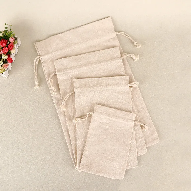 
Jewelry Gift Drawstring Bags Wedding mini cotton muslin drawstring pouch 
