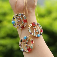 

Hot style Gold Color Micro Pave Rainbow CZ Cubic Zirconia A-Z Initials Letter Pendant Necklaces For Women Jewelry