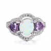 2018 Alibaba Golden Supplie Delicate Silver Casting Jewelry Double Opal Rings For Lady