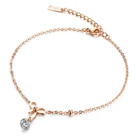 

Marlary Fancy New Design Anklet With CZ Charm For Women Stainless Steel Rose Gold Foot Chain Anklet Foot Jewelry
