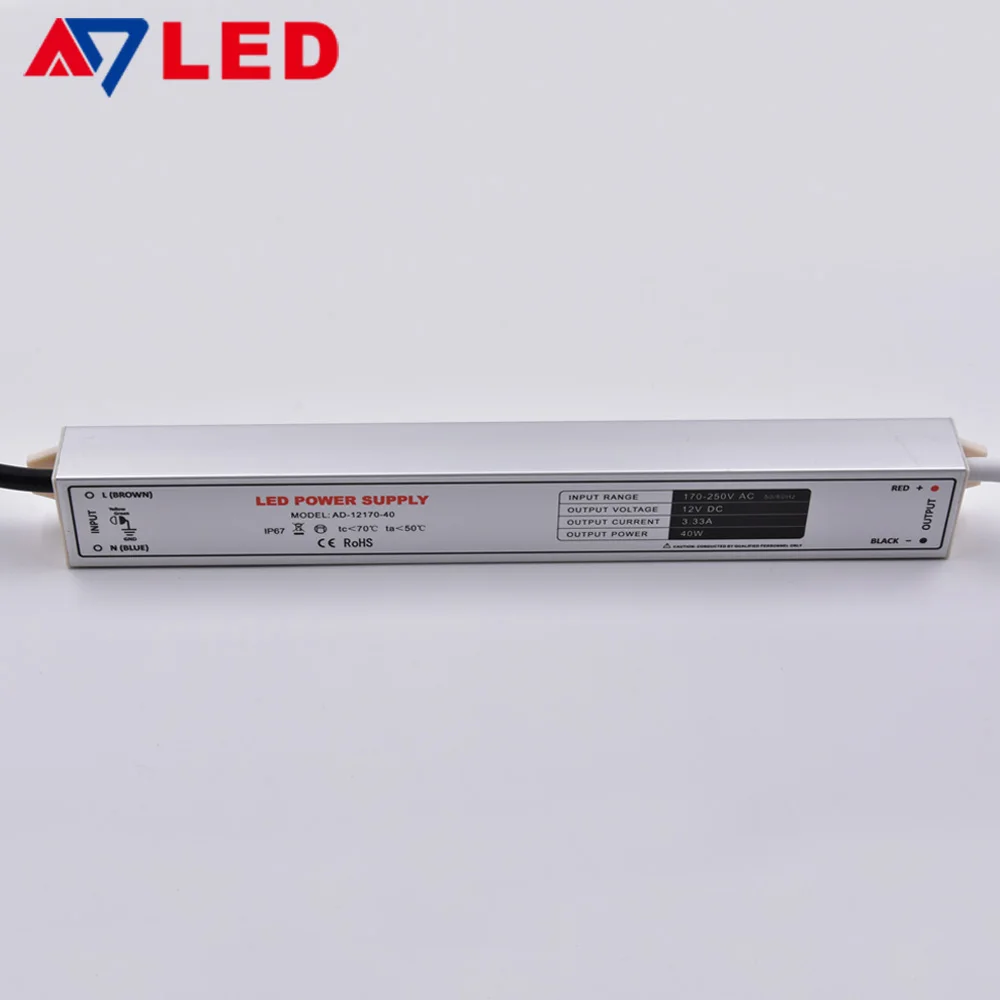Waterproof led driver constant voltage led transformer 40w 12V 3.3A IP67 led power supply