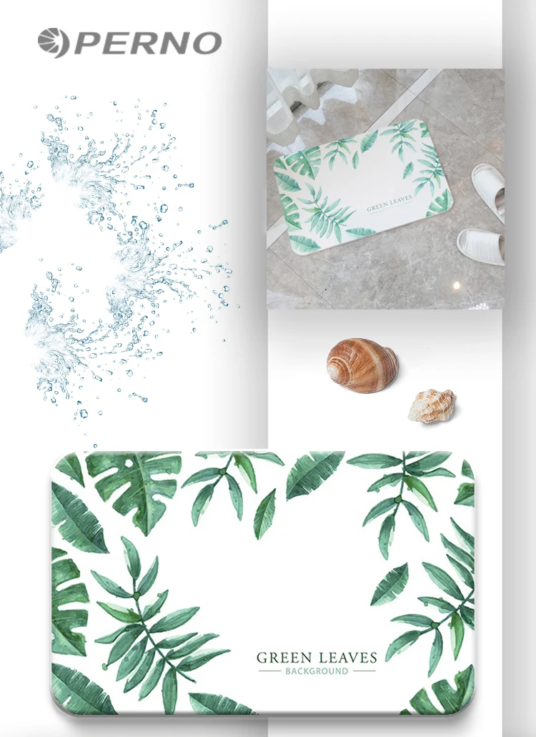 Wholesale  diatomaceous earth fast drying printed water absorbent bath mat