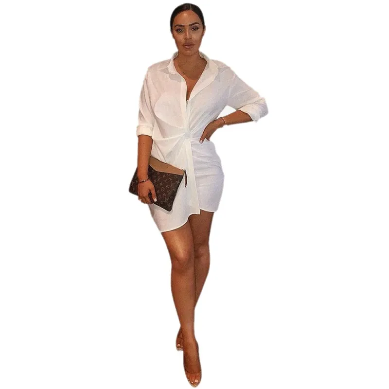 

OL Style Ladies Office Black White Shirt Dress Autumn Clothing Women Sexy Clothes Long Sleeve Mini Dresses Club Night K2497, N/a