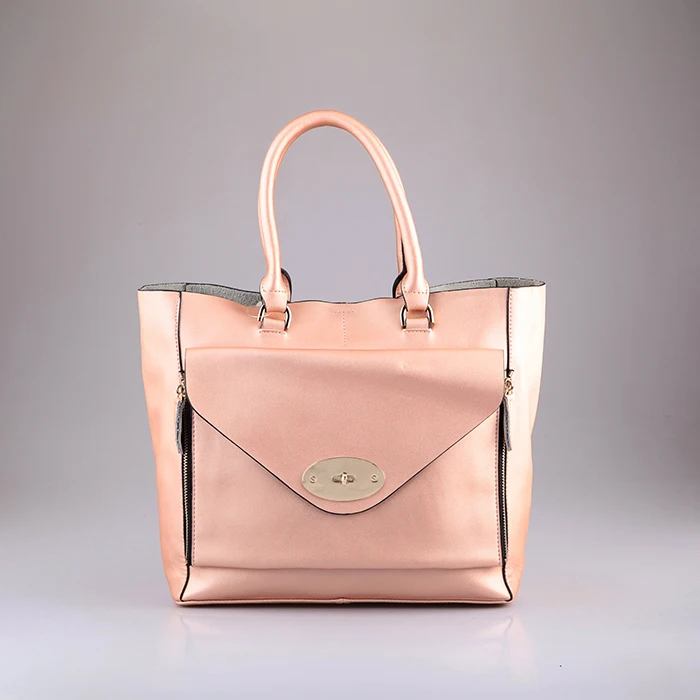 4015-Hot sale designer office ladies genuine leather tote bag factory guangzhou China 2016