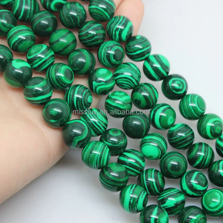 

round green malachite stone loose beads natural malachite beads strands peacock color quartz stones green gemstones, As picture