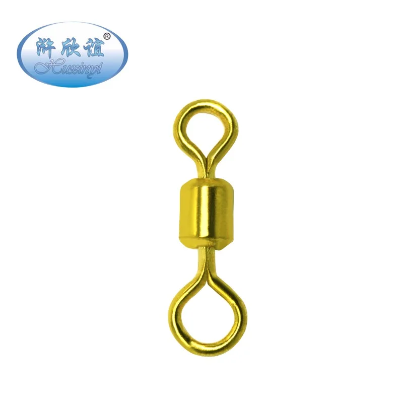 

In stock Wholesale Big small Eye Rolling Swivels With Surface Coating Of True Gold for carp fishing Safety Lead Clips, Golden