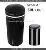 Steel Large Sensor Trash Can Set of 2 with small auto bin