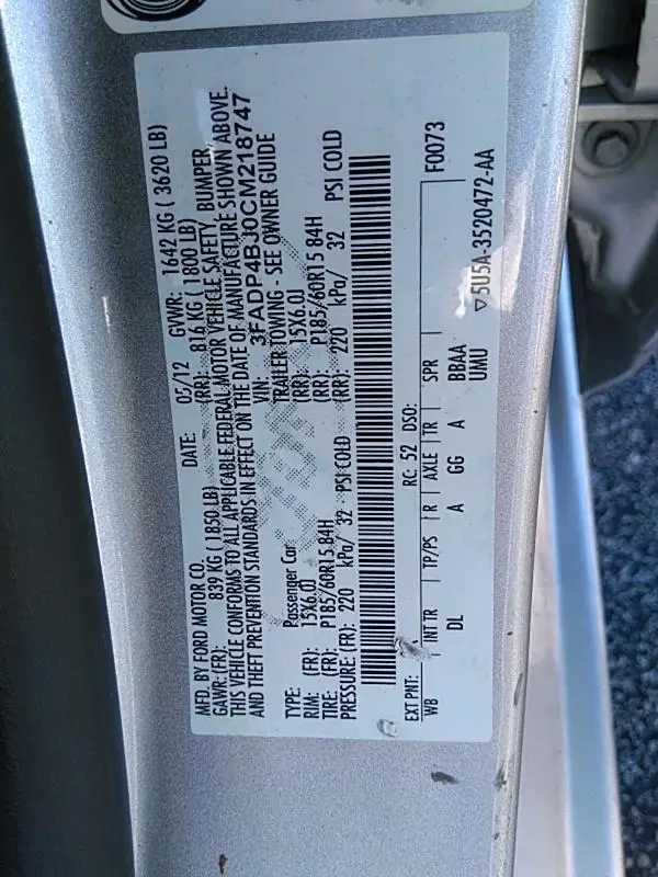 
FAIRLY USED CARS FORD FIESTA 2012 FOR SALE 