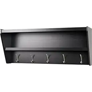 Prepac Floating Entryway Shelf and Coat Rack, BUCW-0500-1, Black
