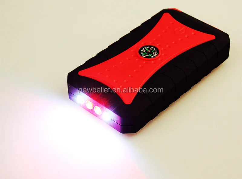 Portable 12 volt emergency car powerbank, 4 USB car jump starter power bank with air compressor