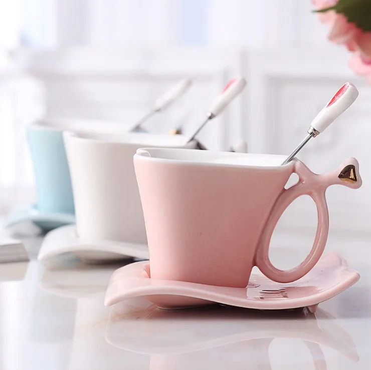 

Funny coffee cup and saucer three piece heart shaped gift lovers love ceramic mug