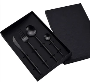 Image of Amazon top seller 2018 flatware sets 18 10 matt black dinnerware set, matte black flatware