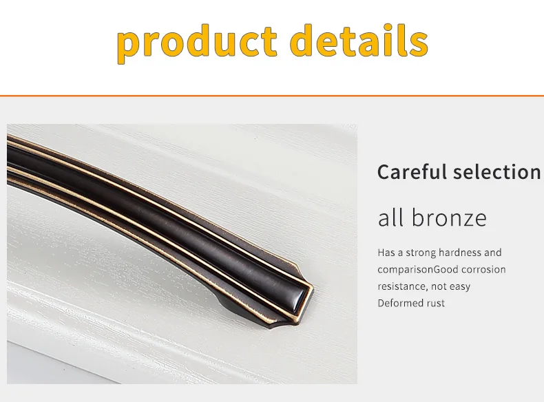 Pure Copper Black Color Kitchen Cabinet Door Drawer Handle Dressing Table Handle Wardrobe Furniture Door Handle