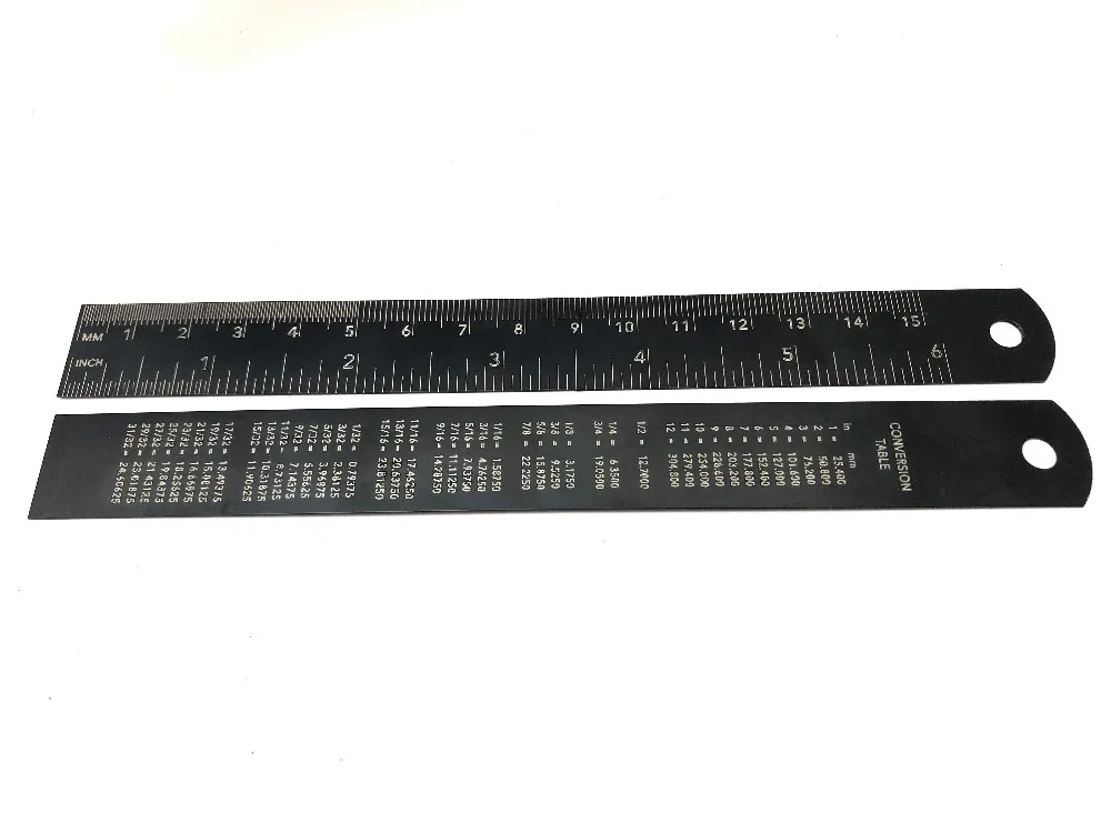 12inch 6inch Straight Laser Etched Black Stainless Steel Metal Ruler ...