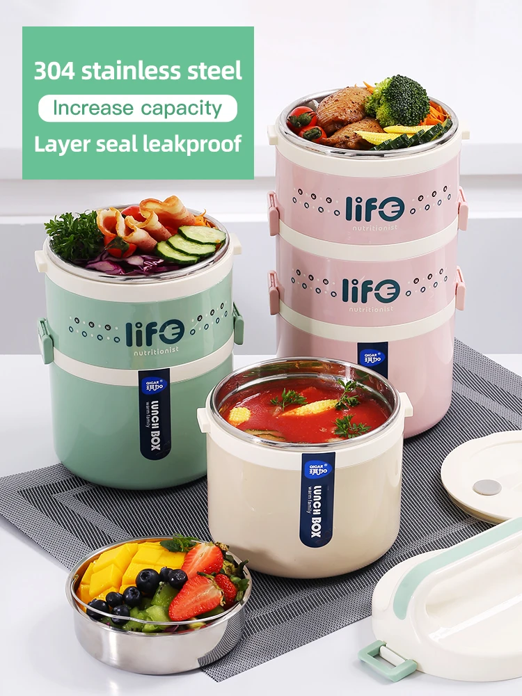 Hot Selling Stainless Steel Thermal Food Carrier 2 Layer Insulated Food Carrier Tiffin Lunch Box