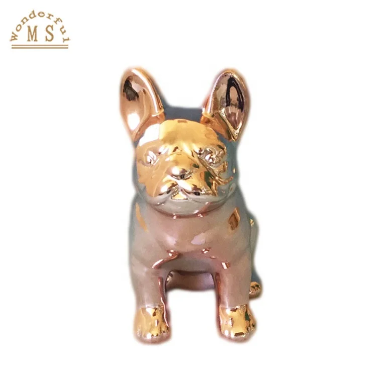 Ceramic French Bull golden dog piggy bank Pottery french bulldog statue for home decoration bulldog figurine ceramic material